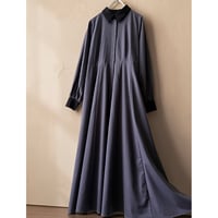 Gray Purple Color Belted Maxi Dress