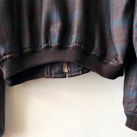 80-90's JUNKO SHIMADA Plaid Pattern Short Zip-JKT