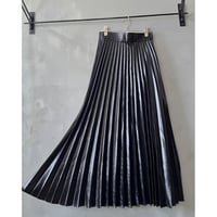 Fake Leather Maxi Pleats Skirt ( waist resized )