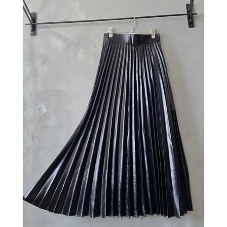 Fake Leather Maxi Pleats Skirt ( waist resized )