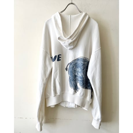 80-90's I.S. ISSEY MIYAKE "Archive" Asymmetry Print Zip-Hoodie