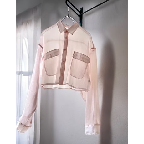 Pink Color Sheer Short Blouse