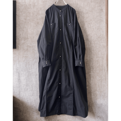 Pearl Button Back Tuck Design Long Shirt Dress