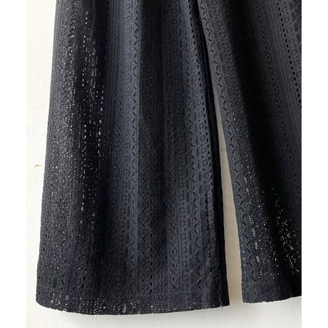 Lace Design Sheer Wide Pants