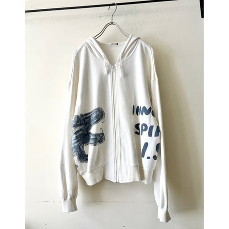 80-90's I.S. ISSEY MIYAKE "Archive" Asymmetry Print Zip-Hoodie