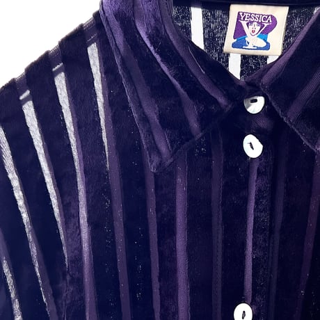 Euro Vintage YESSICA Sheer Stripe Velours Shirt