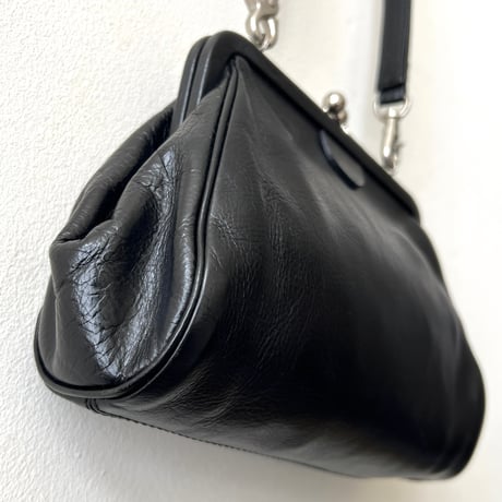 Y's ( YOHJI YAMAMOTO ) Cowhide Leather Kiss-lock Shoulder Bag