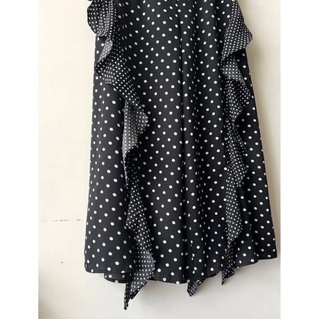 Dot Pattern Frill Design Wide Pants