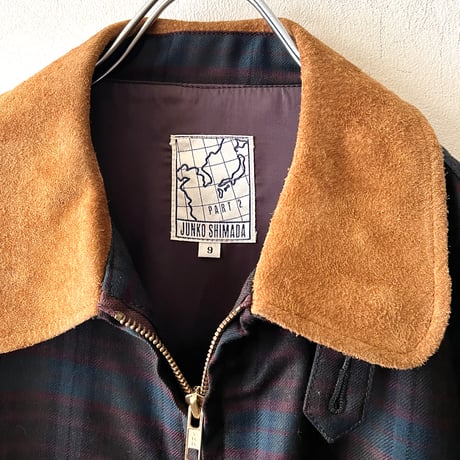 80-90's JUNKO SHIMADA Plaid Pattern Short Zip-JKT
