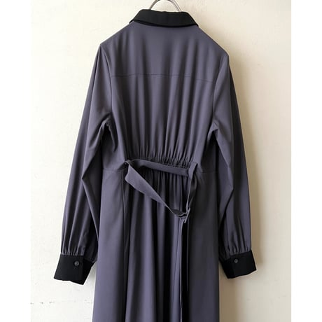 Gray Purple Color Belted Maxi Dress