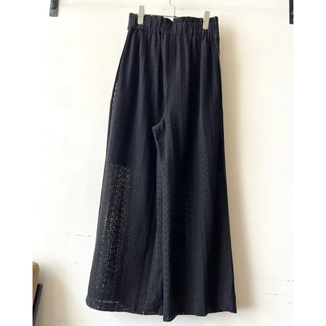Lace Design Sheer Wide Pants