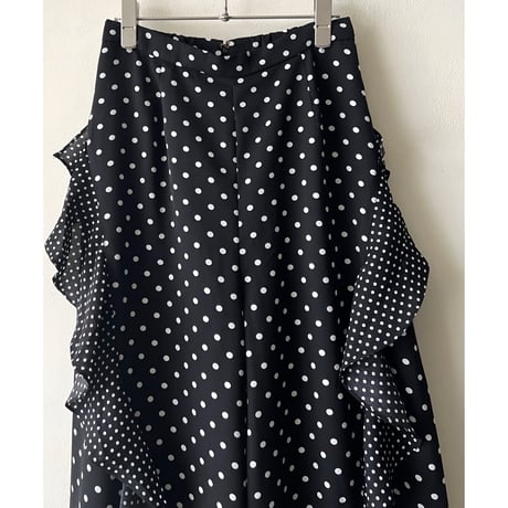 Dot Pattern Frill Design Wide Pants