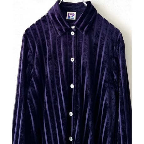 Euro Vintage YESSICA Sheer Stripe Velours Shirt