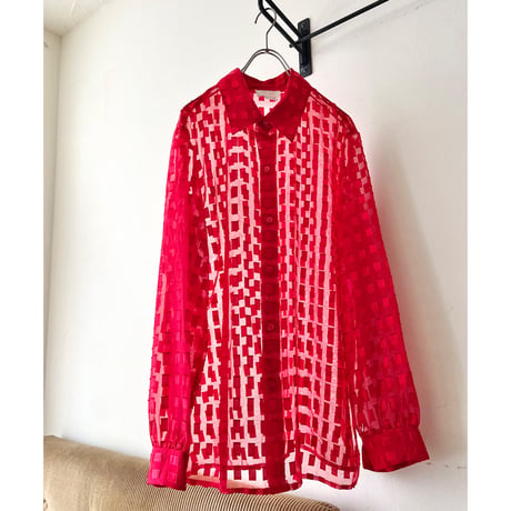 Vintage voir collection Plaid Pattern Sheer Shirt
