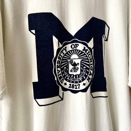 RUSSELL ATHLETIC University of Michigan Flocking Print Ringer Tee