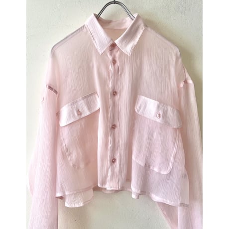 Pink Color Sheer Short Blouse
