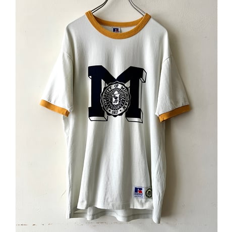 RUSSELL ATHLETIC University of Michigan Flocking Print Ringer Tee