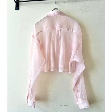Pink Color Sheer Short Blouse