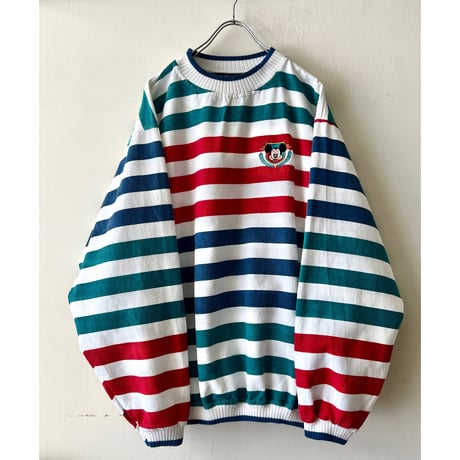 90's Disney Originals Mickey Mouse Multi Border Cotton Pullover (made in usa)