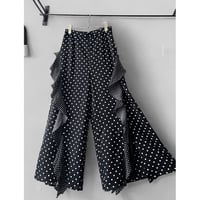 Dot Pattern Frill Design Wide Pants