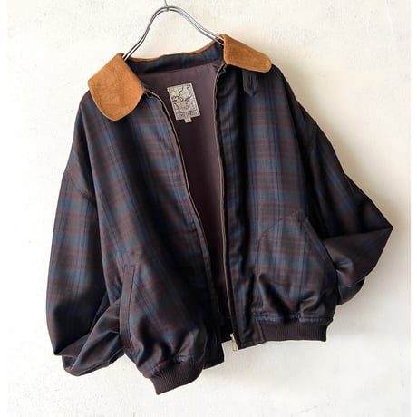 80-90's JUNKO SHIMADA Plaid Pattern Short Zip-JKT