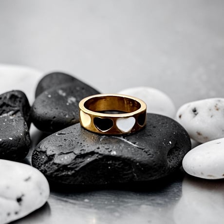"Black & White Heart" Design Ring