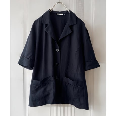 90's Euro Linen Rayon Half sleeve JKT