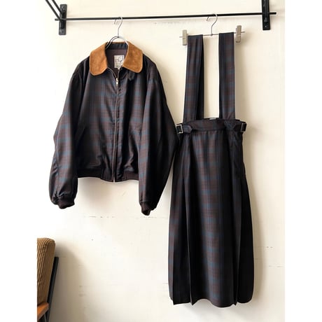 80-90's JUNKO SHIMADA Plaid Pattern Short Zip-JKT