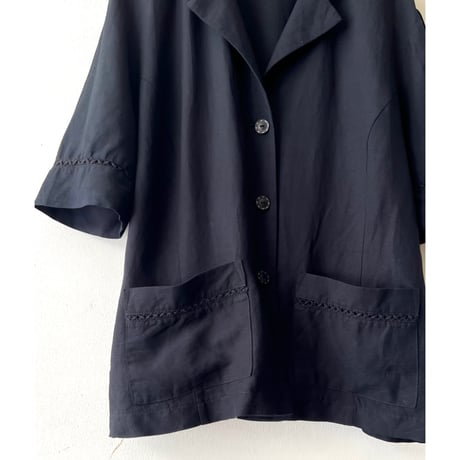 90's Euro Linen Rayon Half sleeve JKT