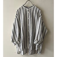 【即納品】ユニセックスシャツ(スタンドカラー/ストライプ)
