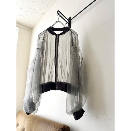 Gather Sleeve Sheer Zip JKT