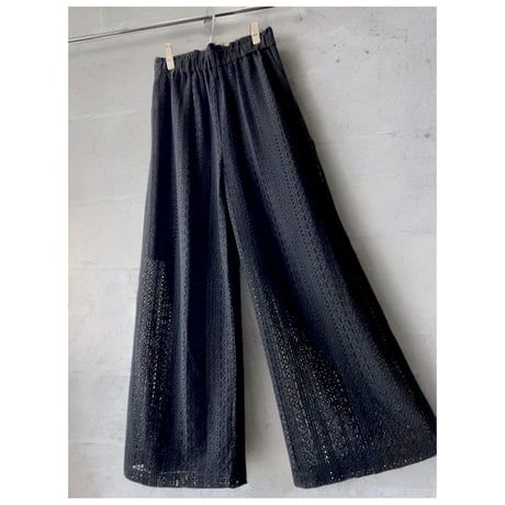 Lace Design Sheer Wide Pants