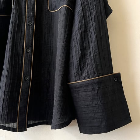 Black Sheer Big Cuffs Shirt
