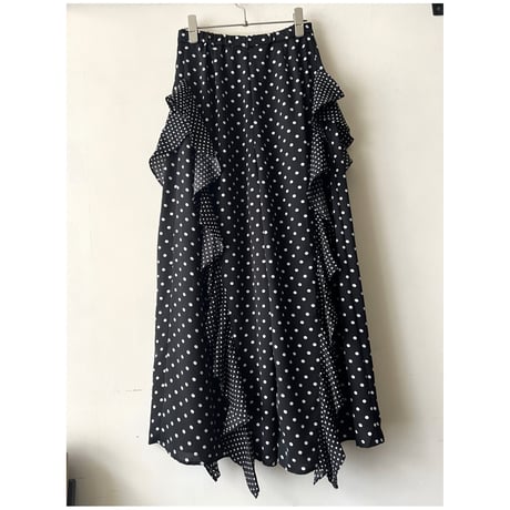 Dot Pattern Frill Design Wide Pants