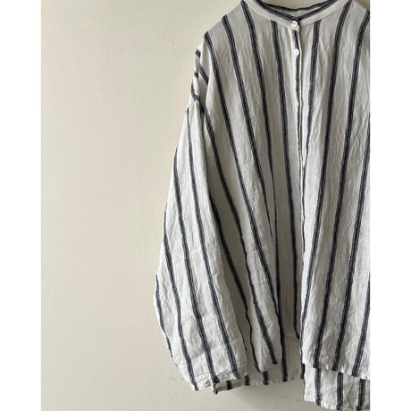 【即納品】ユニセックスシャツ(スタンドカラー/ストライプ)