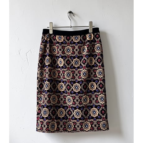 MARELLA Geometric Pattern Midi Tight Skirt (made in Italy)