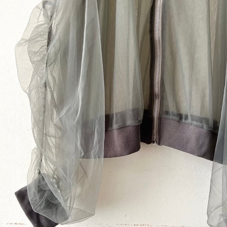 Gather Sleeve Sheer Zip JKT