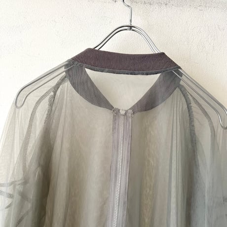 Gather Sleeve Sheer Zip JKT