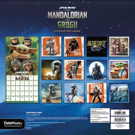 【USA直輸入】　STAR WARS　スターウォーズ　マンダロリアン　グローグー  2027年　 カレンダー　Mサイズ　　海外ドラマ　ディズニープラス