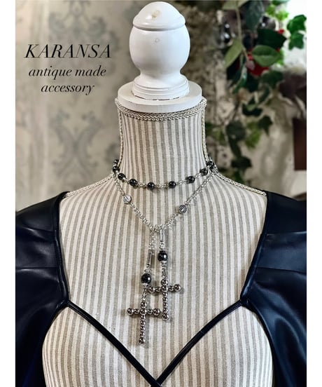 KARANSA/カランサ　KN-547《イレブンクロス・ヘマタイト》 天然石ラリエットネックレス