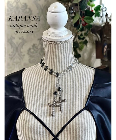 KARANSA/カランサ　KN-547《イレブンクロス・ヘマタイト》 天然石ラリエットネックレス