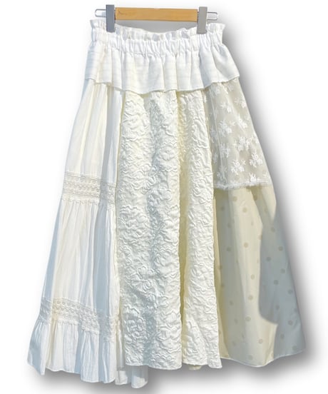 mother's made/マザーズメイド　602602 パッチワークティアードスカート(白)