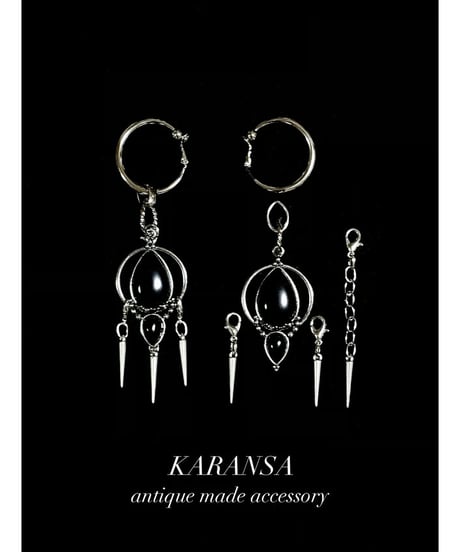 KARANSA/カランサ　KE-76 《ムーンショット・オニキス》 天然石イヤリング3way