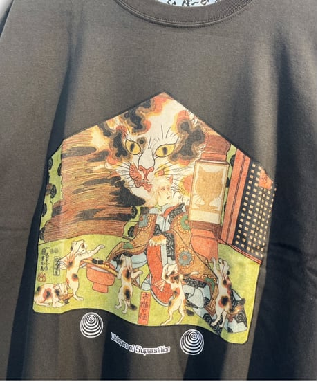 うぃじゃぼーど　UB142　猫祭りＴシャツ(チャコールグレー)