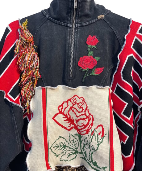 mother's made/マザーズメイド 608203 レッドローズハーフジッププルオーバー(黒)