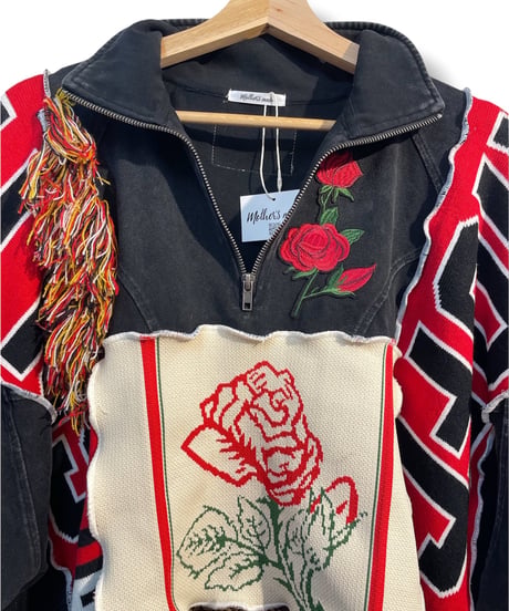 mother's made/マザーズメイド 608203 レッドローズハーフジッププルオーバー(黒)