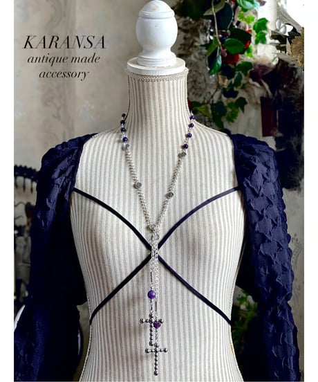 KARANSA/カランサ　KN-557《イレブンクロス・アメジスト》天然石ラリエットネックレス