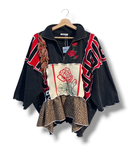 mother's made/マザーズメイド 608203 レッドローズハーフジッププルオーバー(黒)