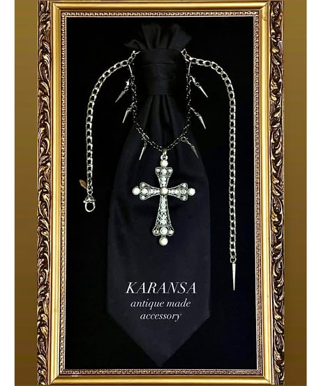 KARANSA/カランサ　KN-548 《バロッククロス・アスコットタイ》 シルク製アスコットタイ＆ネックレス2way