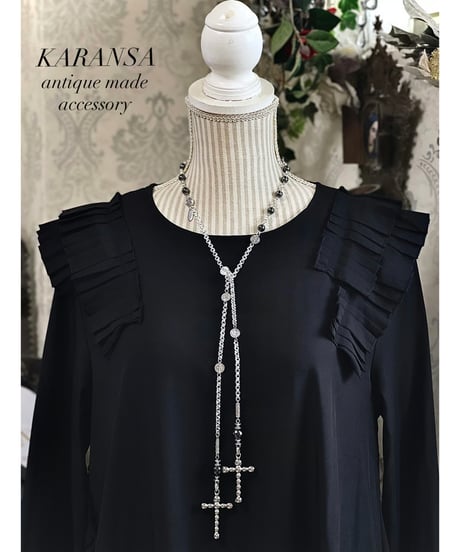KARANSA/カランサ　KN-547《イレブンクロス・ヘマタイト》 天然石ラリエットネックレス